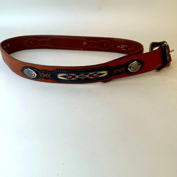Vintage Handcrafted Wrangler Western Leather Belt - Picture 1 of 8
